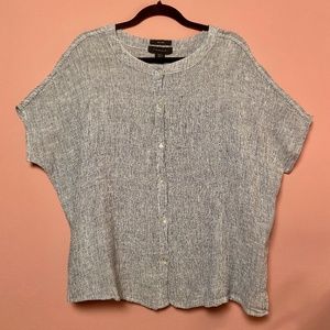 NWT Tahari 100% Linen Oversized Box Blouse in Blue